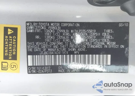 2010 Lexus Rx 450H from USA, damaged, VIN JTJBC1BA1A2411874